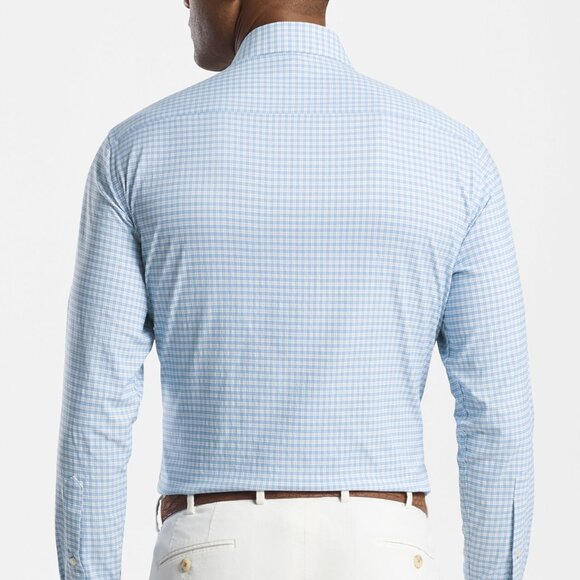 Peter Millar Wes Stretch Nylon Sport Shirt in Light Blue Mens LG Crown Crafted - Picture 2 of 12